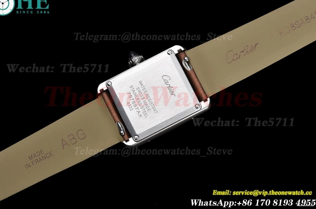 On Must Quartz Strap Satin Bezel Diamond Small Tank Brown K11F 0318